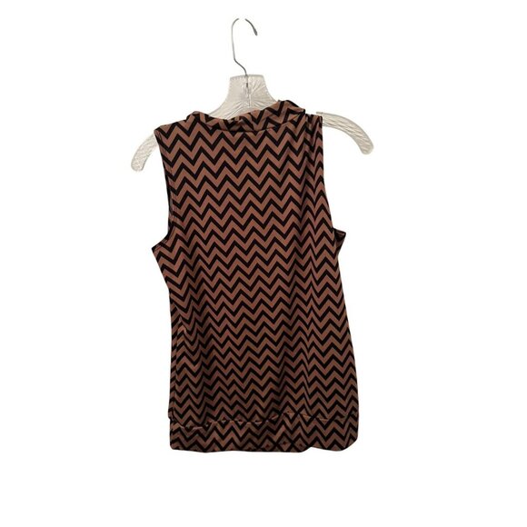 Boutique black and brown chevron blouse size Large - Picture 3 of 3